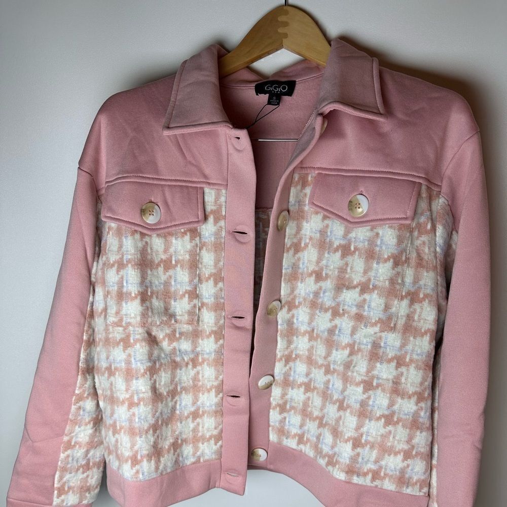 Blush pink houndstooth shacket - Picture 6 of 14